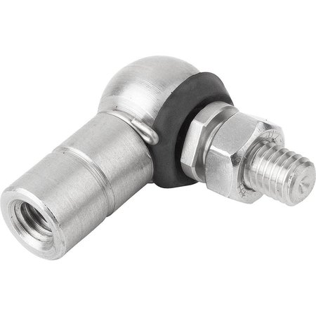 KIPP Angle Joint DIN71802 Left-Hand Thread, M05, Form:Cs W Retaining Clip, Stainless Steel 1.4305 Bright,  K0734.108051